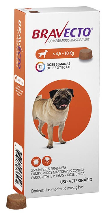 Caixa de Bravecto para cães de 4,5 a 10kg